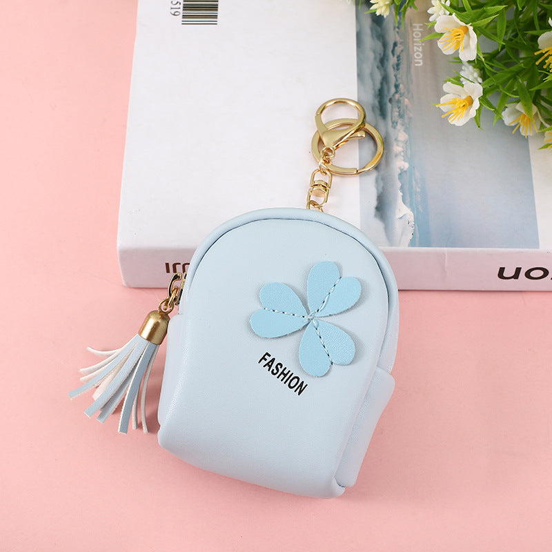 Wholesale PU Flower Leather Coin Purse Keychain